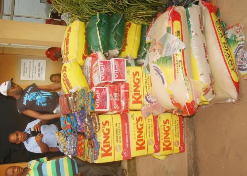 SOME BAGS OF RICE DONATED BY THE FOUNDATION TO THE COMMUNITY